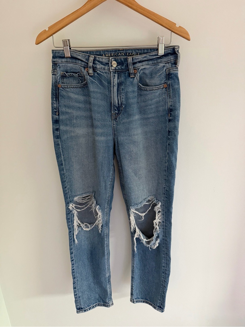 American Eagle Strigid Distressed Mom Jeans Size 4 Short
